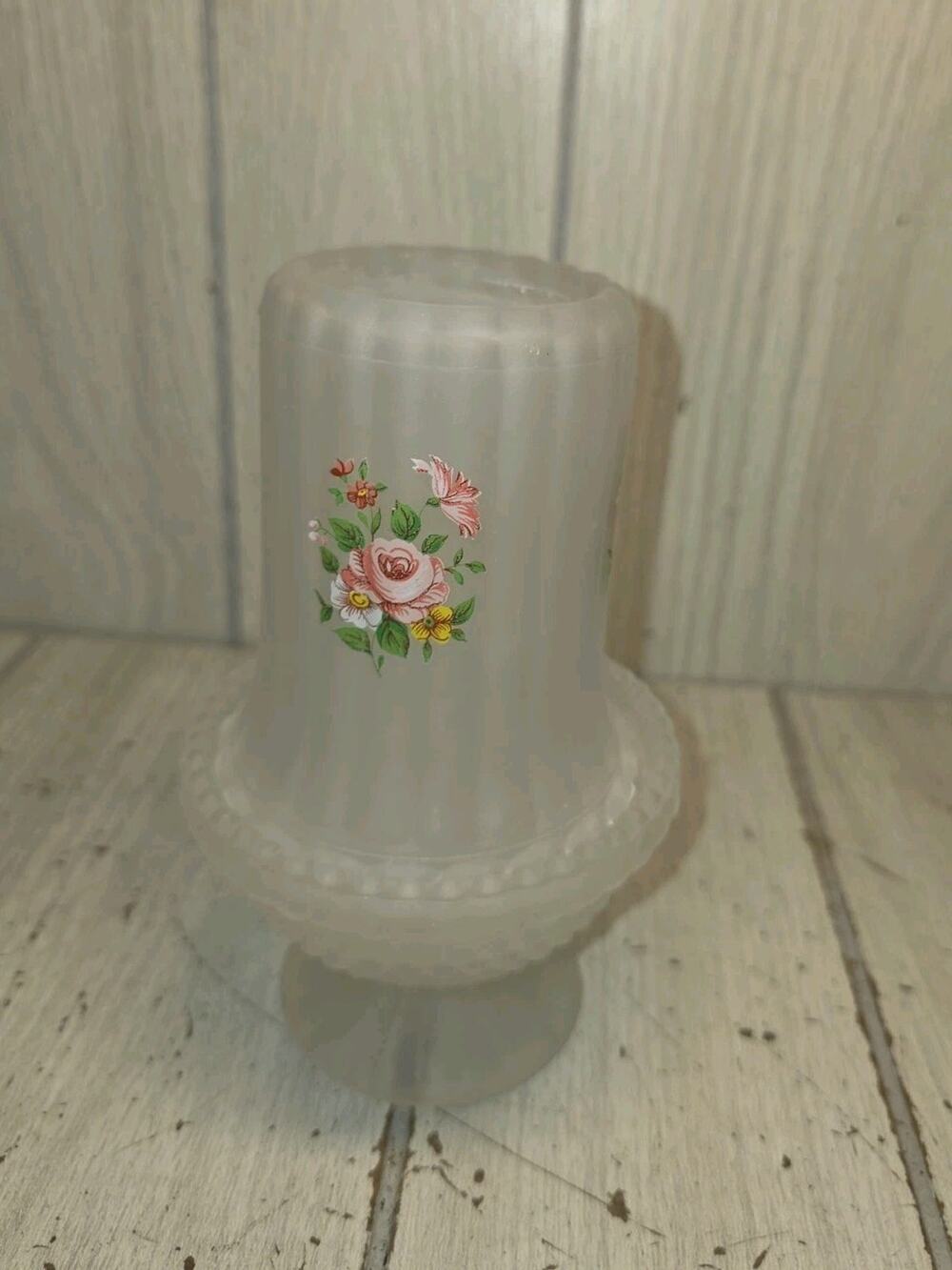 Westmoreland Vintage Satin Glass Ribbed Hobnail Rose Fairy Lamp/Light Read